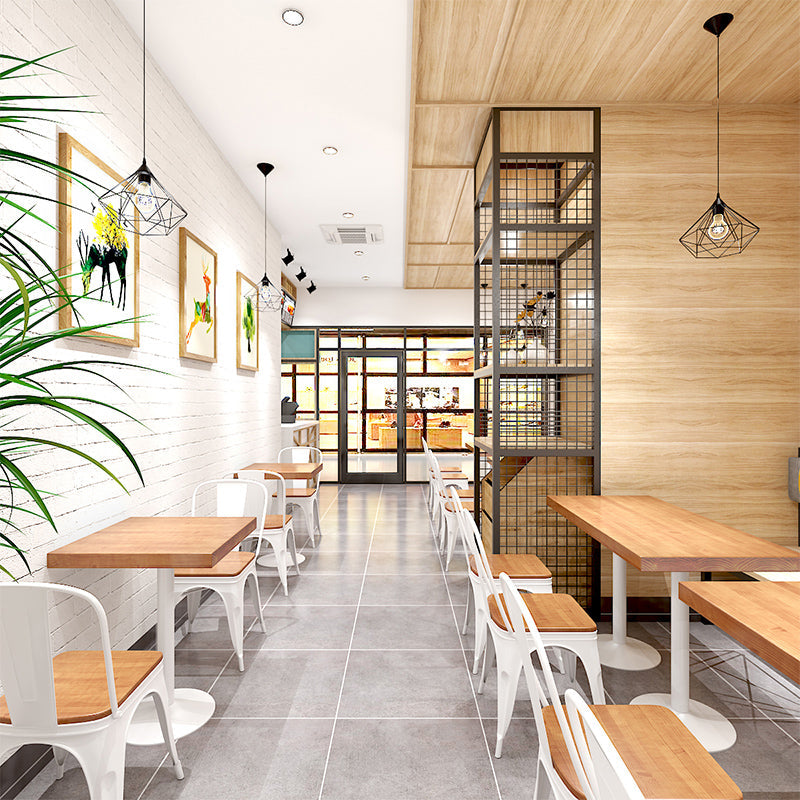 Industrial Pine Wood Table for Restaurant Dining Table with Metal Pedestal Base Clearhalo 'Dining Tables & Seating' 'Dining Tables' 'dining_table' 'furn' 'furn_dining_table' 'Furniture' 'Kitchen & Dining Furniture' 5292075