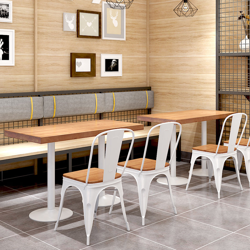 Industrial Pine Wood Table for Restaurant Dining Table with Metal Pedestal Base Clearhalo 'Dining Tables & Seating' 'Dining Tables' 'dining_table' 'furn' 'furn_dining_table' 'Furniture' 'Kitchen & Dining Furniture' 5292077