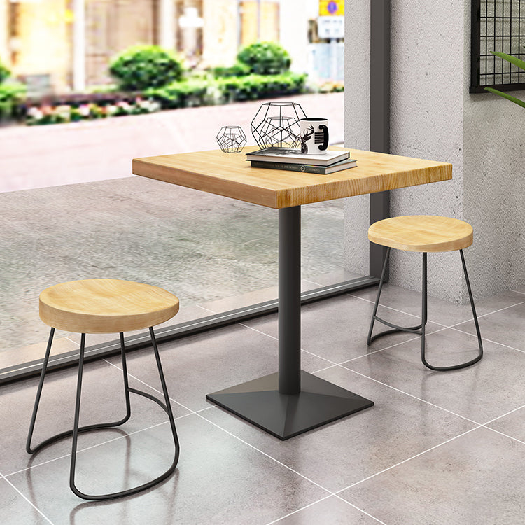 Industrial Pine Wood Table for Restaurant Dining Table with Metal Pedestal Base Clearhalo 'Dining Tables & Seating' 'Dining Tables' 'dining_table' 'furn' 'furn_dining_table' 'Furniture' 'Kitchen & Dining Furniture' 5292082