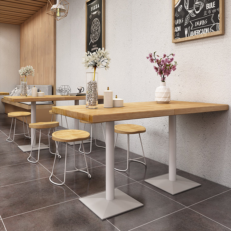 Industrial Pine Wood Table for Restaurant Dining Table with Metal Pedestal Base Clearhalo 'Dining Tables & Seating' 'Dining Tables' 'dining_table' 'furn' 'furn_dining_table' 'Furniture' 'Kitchen & Dining Furniture' 5292083