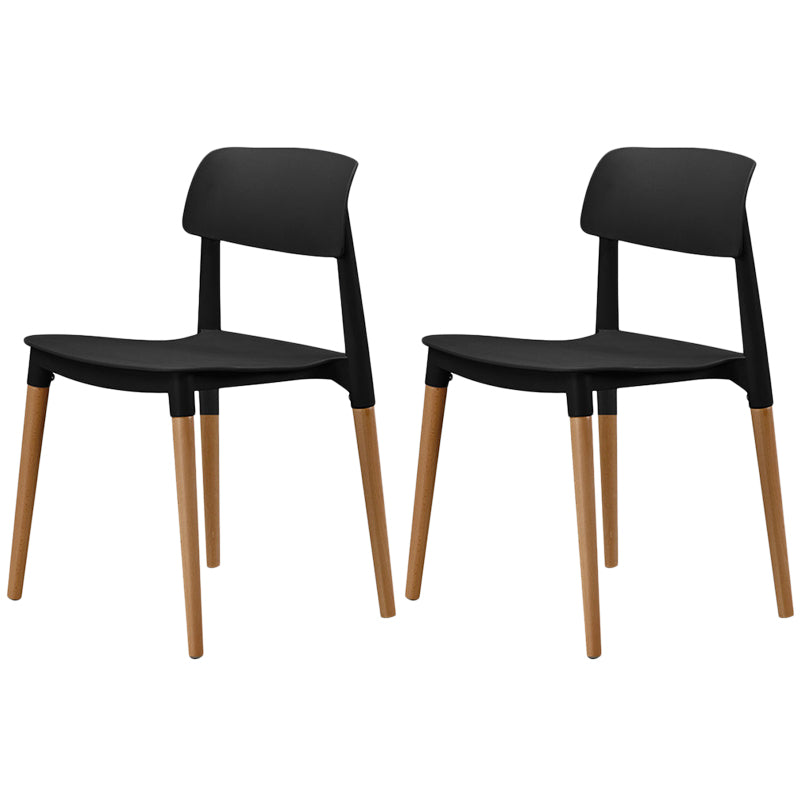 Plastic Dining Chairs Contemporary Open Back Dining Side Furniture in Matte Finish Black 2 Piece Set Clearhalo 'Dining Chairs' 'Dining Tables & Seating' 'dining_chair' 'furn' 'furn_dining_chair' 'Furniture' 'Kitchen & Dining Furniture' 5292288