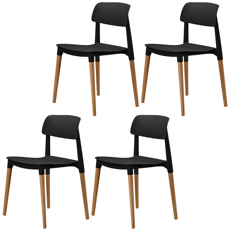 Plastic Dining Chairs Contemporary Open Back Dining Side Furniture in Matte Finish Black 4 Piece Set Clearhalo 'Dining Chairs' 'Dining Tables & Seating' 'dining_chair' 'furn' 'furn_dining_chair' 'Furniture' 'Kitchen & Dining Furniture' 5292289