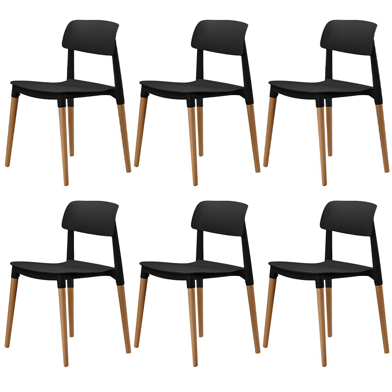 Plastic Dining Chairs Contemporary Open Back Dining Side Furniture in Matte Finish Black 6 Piece Set Clearhalo 'Dining Chairs' 'Dining Tables & Seating' 'dining_chair' 'furn' 'furn_dining_chair' 'Furniture' 'Kitchen & Dining Furniture' 5292292