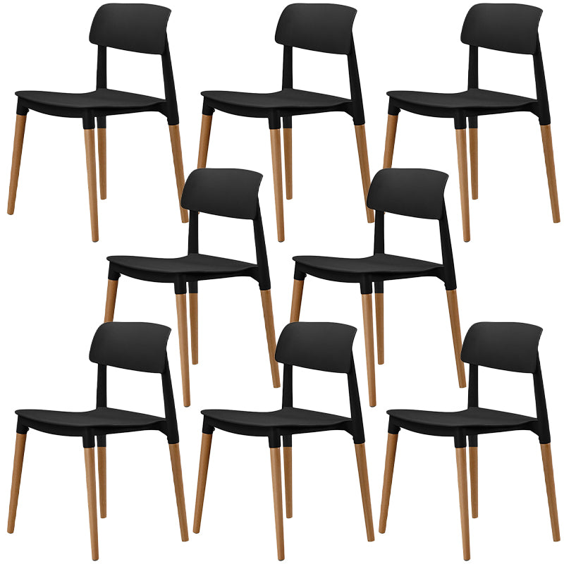 Plastic Dining Chairs Contemporary Open Back Dining Side Furniture in Matte Finish Black 8 Piece Set Clearhalo 'Dining Chairs' 'Dining Tables & Seating' 'dining_chair' 'furn' 'furn_dining_chair' 'Furniture' 'Kitchen & Dining Furniture' 5292294