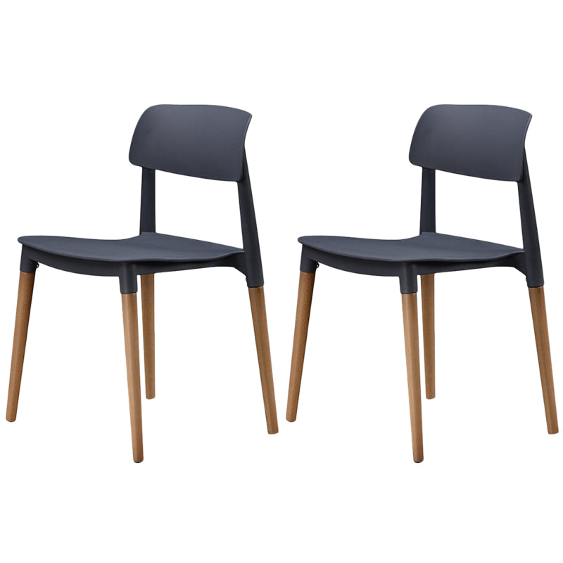 Plastic Dining Chairs Contemporary Open Back Dining Side Furniture in Matte Finish Grey 2 Piece Set Clearhalo 'Dining Chairs' 'Dining Tables & Seating' 'dining_chair' 'furn' 'furn_dining_chair' 'Furniture' 'Kitchen & Dining Furniture' 5292295