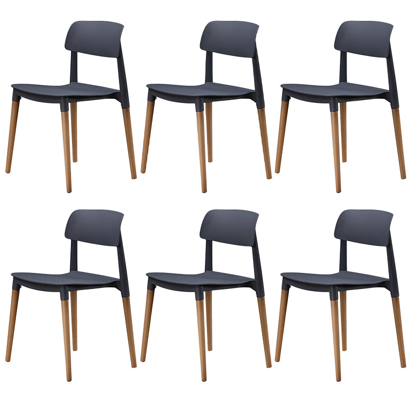 Plastic Dining Chairs Contemporary Open Back Dining Side Furniture in Matte Finish Grey 6 Piece Set Clearhalo 'Dining Chairs' 'Dining Tables & Seating' 'dining_chair' 'furn' 'furn_dining_chair' 'Furniture' 'Kitchen & Dining Furniture' 5292300