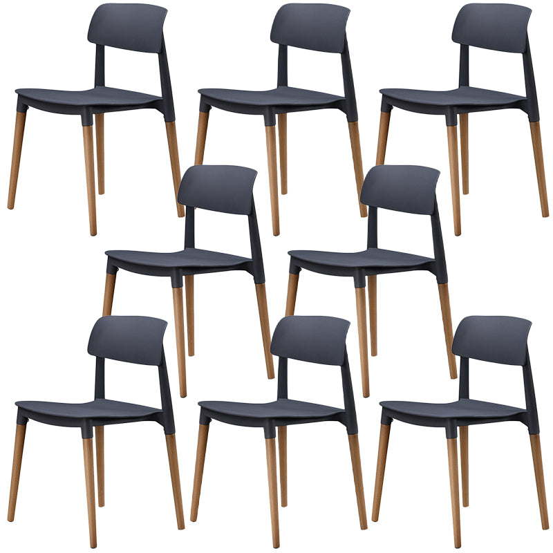 Plastic Dining Chairs Contemporary Open Back Dining Side Furniture in Matte Finish Grey 8 Piece Set Clearhalo 'Dining Chairs' 'Dining Tables & Seating' 'dining_chair' 'furn' 'furn_dining_chair' 'Furniture' 'Kitchen & Dining Furniture' 5292301