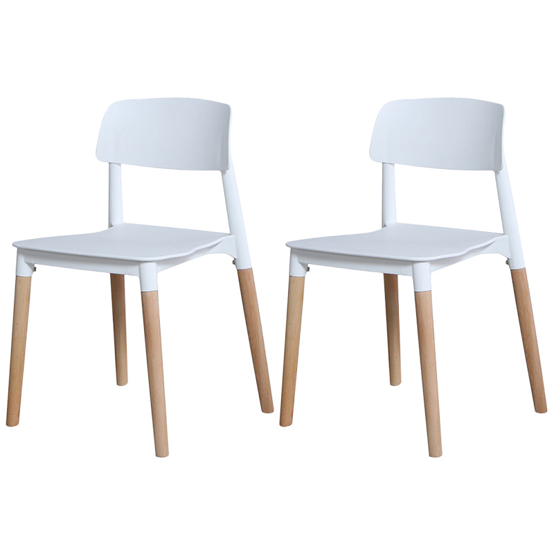 Plastic Dining Chairs Contemporary Open Back Dining Side Furniture in Matte Finish White 2 Piece Set Clearhalo 'Dining Chairs' 'Dining Tables & Seating' 'dining_chair' 'furn' 'furn_dining_chair' 'Furniture' 'Kitchen & Dining Furniture' 5292302