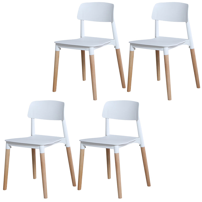 Plastic Dining Chairs Contemporary Open Back Dining Side Furniture in Matte Finish White 4 Piece Set Clearhalo 'Dining Chairs' 'Dining Tables & Seating' 'dining_chair' 'furn' 'furn_dining_chair' 'Furniture' 'Kitchen & Dining Furniture' 5292303