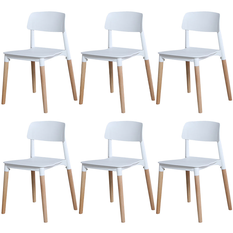 Plastic Dining Chairs Contemporary Open Back Dining Side Furniture in Matte Finish White 6 Piece Set Clearhalo 'Dining Chairs' 'Dining Tables & Seating' 'dining_chair' 'furn' 'furn_dining_chair' 'Furniture' 'Kitchen & Dining Furniture' 5292304