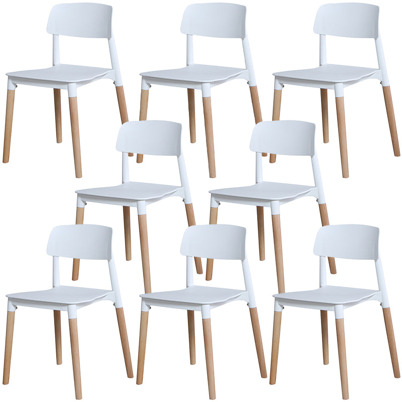 Plastic Dining Chairs Contemporary Open Back Dining Side Furniture in Matte Finish White 8 Piece Set Clearhalo 'Dining Chairs' 'Dining Tables & Seating' 'dining_chair' 'furn' 'furn_dining_chair' 'Furniture' 'Kitchen & Dining Furniture' 5292305