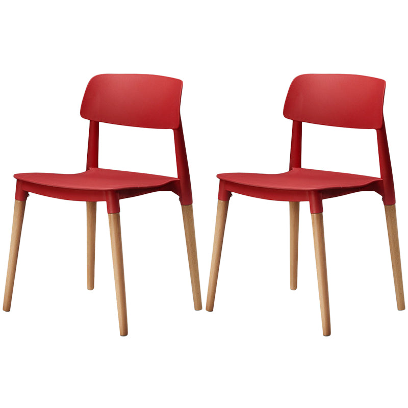 Plastic Dining Chairs Contemporary Open Back Dining Side Furniture in Matte Finish Red 2 Piece Set Clearhalo 'Dining Chairs' 'Dining Tables & Seating' 'dining_chair' 'furn' 'furn_dining_chair' 'Furniture' 'Kitchen & Dining Furniture' 5292306