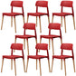 Plastic Dining Chairs Contemporary Open Back Dining Side Furniture in Matte Finish Red 8 Piece Set Clearhalo 'Dining Chairs' 'Dining Tables & Seating' 'dining_chair' 'furn' 'furn_dining_chair' 'Furniture' 'Kitchen & Dining Furniture' 5292309