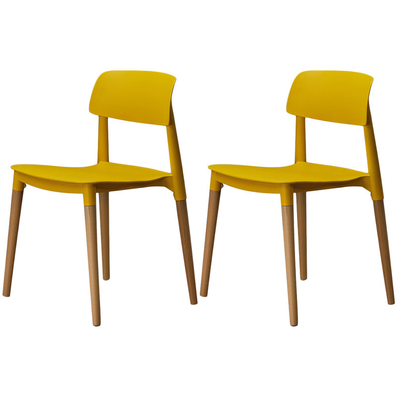 Plastic Dining Chairs Contemporary Open Back Dining Side Furniture in Matte Finish Yellow 2 Piece Set Clearhalo 'Dining Chairs' 'Dining Tables & Seating' 'dining_chair' 'furn' 'furn_dining_chair' 'Furniture' 'Kitchen & Dining Furniture' 5292310