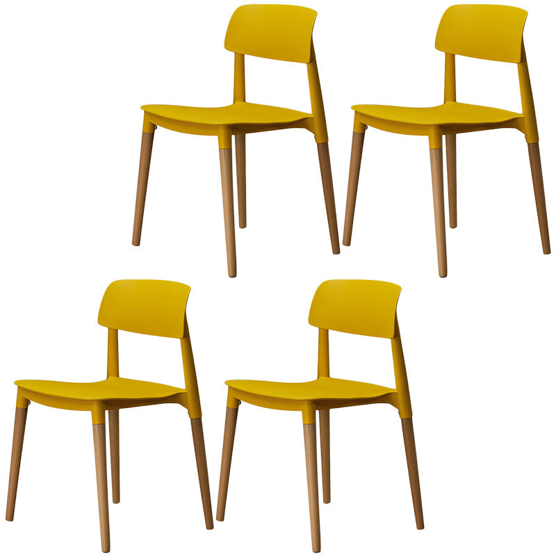 Plastic Dining Chairs Contemporary Open Back Dining Side Furniture in Matte Finish Yellow 4 Piece Set Clearhalo 'Dining Chairs' 'Dining Tables & Seating' 'dining_chair' 'furn' 'furn_dining_chair' 'Furniture' 'Kitchen & Dining Furniture' 5292311