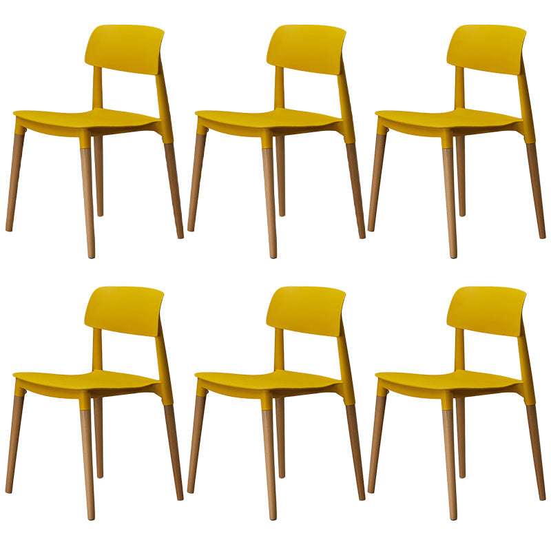 Plastic Dining Chairs Contemporary Open Back Dining Side Furniture in Matte Finish Yellow 6 Piece Set Clearhalo 'Dining Chairs' 'Dining Tables & Seating' 'dining_chair' 'furn' 'furn_dining_chair' 'Furniture' 'Kitchen & Dining Furniture' 5292312