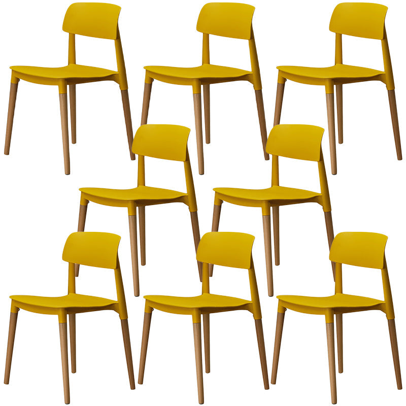 Plastic Dining Chairs Contemporary Open Back Dining Side Furniture in Matte Finish Yellow 8 Piece Set Clearhalo 'Dining Chairs' 'Dining Tables & Seating' 'dining_chair' 'furn' 'furn_dining_chair' 'Furniture' 'Kitchen & Dining Furniture' 5292313