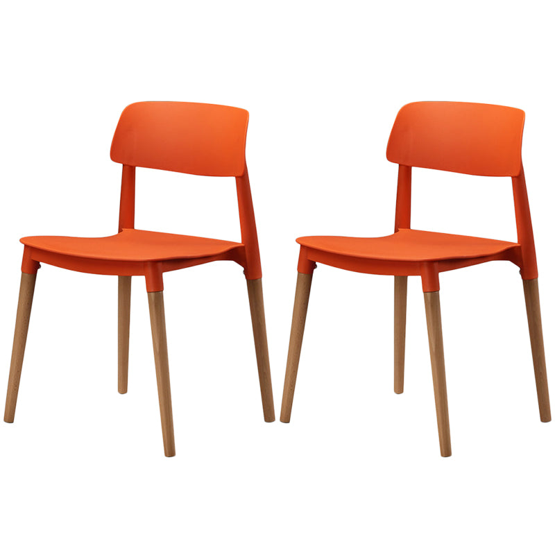 Plastic Dining Chairs Contemporary Open Back Dining Side Furniture in Matte Finish Orange 2 Piece Set Clearhalo 'Dining Chairs' 'Dining Tables & Seating' 'dining_chair' 'furn' 'furn_dining_chair' 'Furniture' 'Kitchen & Dining Furniture' 5292314