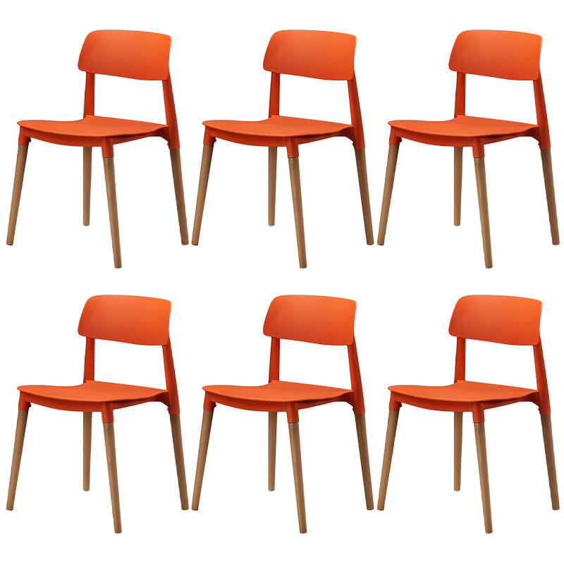 Plastic Dining Chairs Contemporary Open Back Dining Side Furniture in Matte Finish Orange 6 Piece Set Clearhalo 'Dining Chairs' 'Dining Tables & Seating' 'dining_chair' 'furn' 'furn_dining_chair' 'Furniture' 'Kitchen & Dining Furniture' 5292316