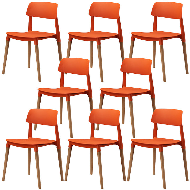 Plastic Dining Chairs Contemporary Open Back Dining Side Furniture in Matte Finish Orange 8 Piece Set Clearhalo 'Dining Chairs' 'Dining Tables & Seating' 'dining_chair' 'furn' 'furn_dining_chair' 'Furniture' 'Kitchen & Dining Furniture' 5292317