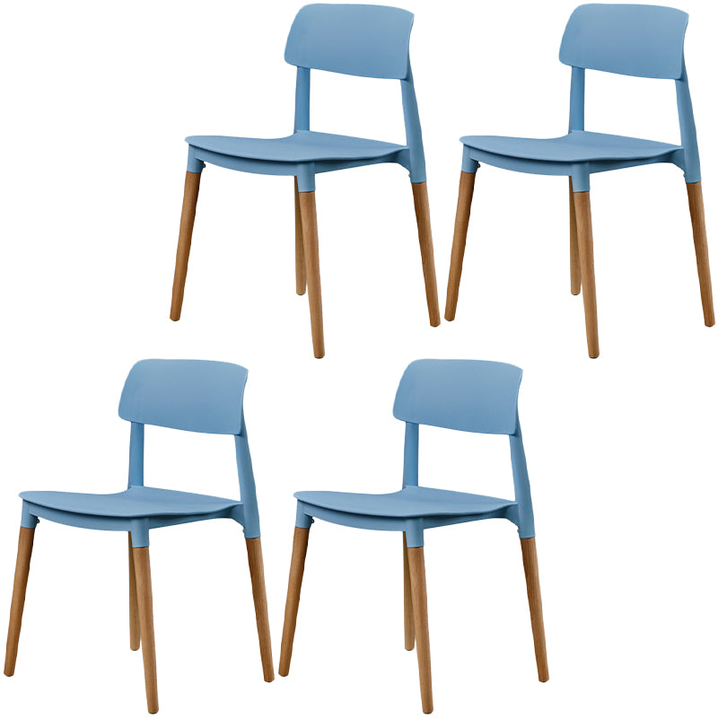 Plastic Dining Chairs Contemporary Open Back Dining Side Furniture in Matte Finish Blue 4 Piece Set Clearhalo 'Dining Chairs' 'Dining Tables & Seating' 'dining_chair' 'furn' 'furn_dining_chair' 'Furniture' 'Kitchen & Dining Furniture' 5292319