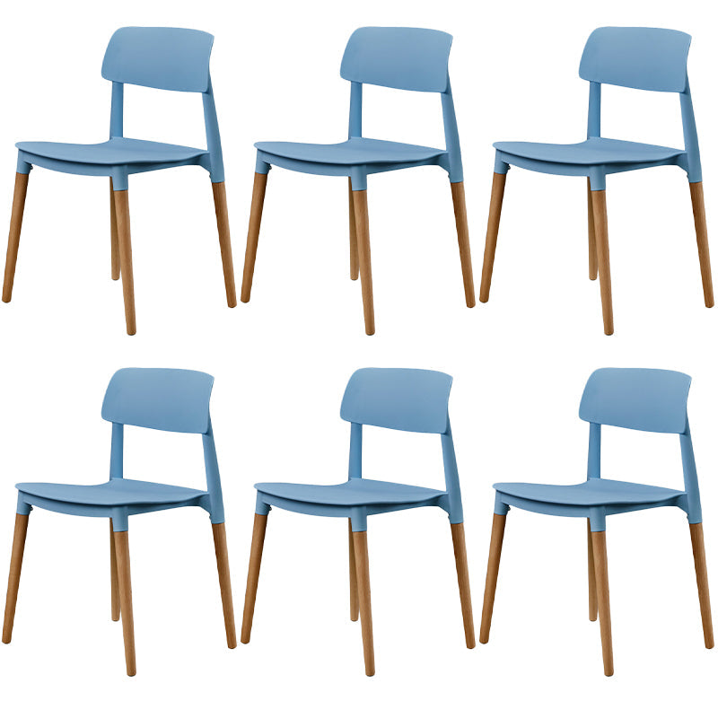 Plastic Dining Chairs Contemporary Open Back Dining Side Furniture in Matte Finish Blue 6 Piece Set Clearhalo 'Dining Chairs' 'Dining Tables & Seating' 'dining_chair' 'furn' 'furn_dining_chair' 'Furniture' 'Kitchen & Dining Furniture' 5292320