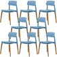 Plastic Dining Chairs Contemporary Open Back Dining Side Furniture in Matte Finish Blue 8 Piece Set Clearhalo 'Dining Chairs' 'Dining Tables & Seating' 'dining_chair' 'furn' 'furn_dining_chair' 'Furniture' 'Kitchen & Dining Furniture' 5292321