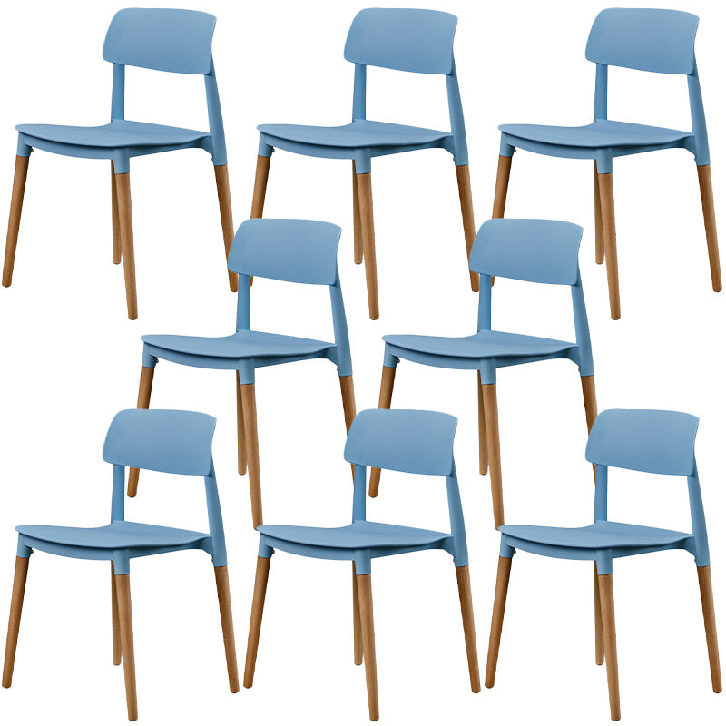 Plastic Dining Chairs Contemporary Open Back Dining Side Furniture in Matte Finish Blue 8 Piece Set Clearhalo 'Dining Chairs' 'Dining Tables & Seating' 'dining_chair' 'furn' 'furn_dining_chair' 'Furniture' 'Kitchen & Dining Furniture' 5292321
