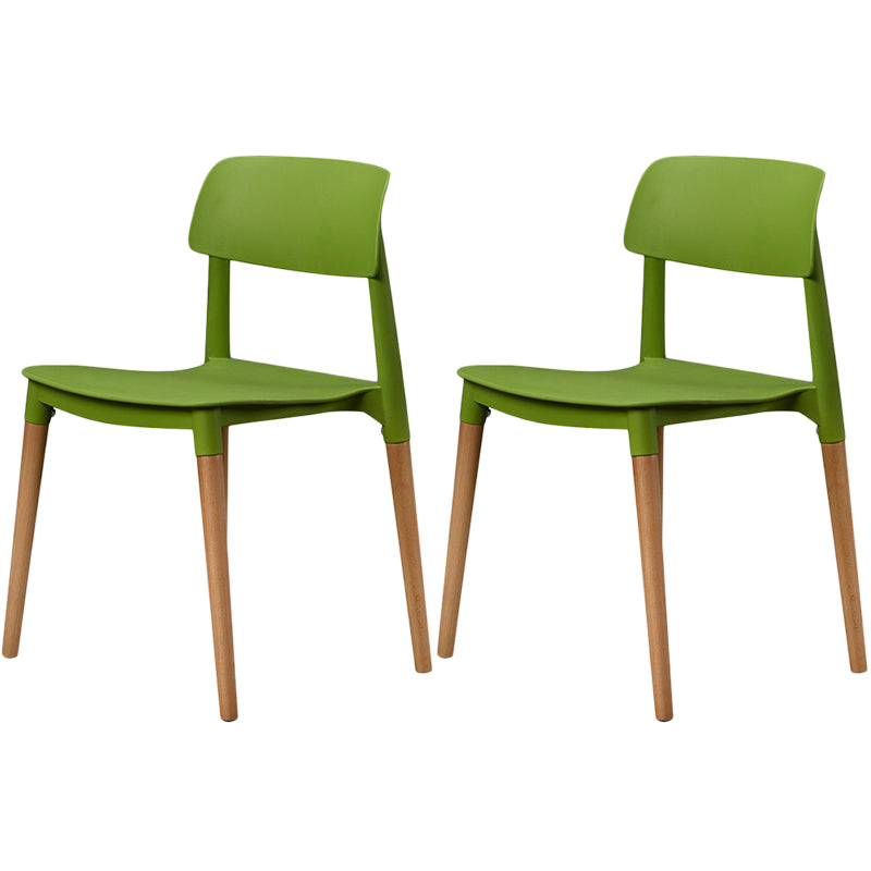 Plastic Dining Chairs Contemporary Open Back Dining Side Furniture in Matte Finish Green 2 Piece Set Clearhalo 'Dining Chairs' 'Dining Tables & Seating' 'dining_chair' 'furn' 'furn_dining_chair' 'Furniture' 'Kitchen & Dining Furniture' 5292322