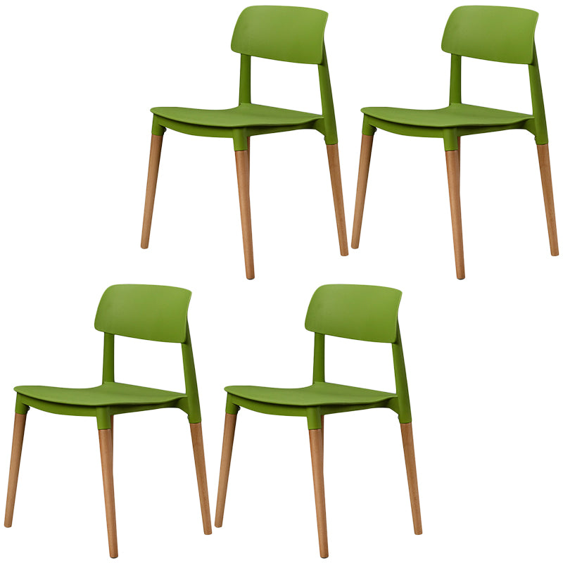 Plastic Dining Chairs Contemporary Open Back Dining Side Furniture in Matte Finish Green 4 Piece Set Clearhalo 'Dining Chairs' 'Dining Tables & Seating' 'dining_chair' 'furn' 'furn_dining_chair' 'Furniture' 'Kitchen & Dining Furniture' 5292323