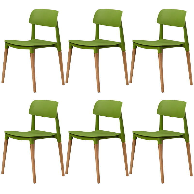 Plastic Dining Chairs Contemporary Open Back Dining Side Furniture in Matte Finish Green 6 Piece Set Clearhalo 'Dining Chairs' 'Dining Tables & Seating' 'dining_chair' 'furn' 'furn_dining_chair' 'Furniture' 'Kitchen & Dining Furniture' 5292324