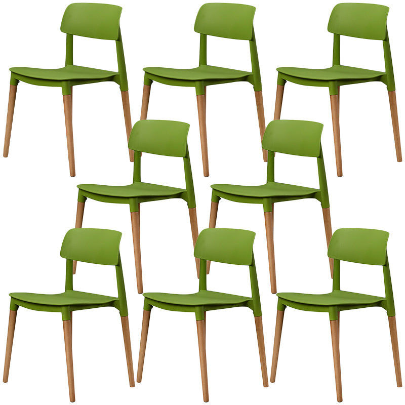 Plastic Dining Chairs Contemporary Open Back Dining Side Furniture in Matte Finish Green 8 Piece Set Clearhalo 'Dining Chairs' 'Dining Tables & Seating' 'dining_chair' 'furn' 'furn_dining_chair' 'Furniture' 'Kitchen & Dining Furniture' 5292325