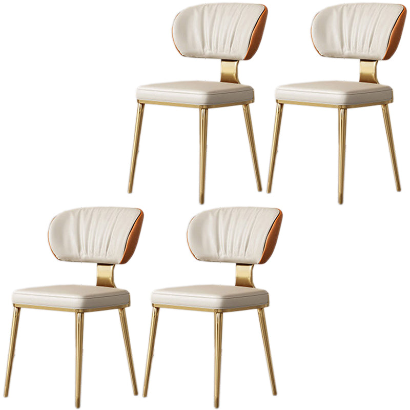 Glam Metal Dining Chairs Open Back Dining Side Furniture in Matte Finish Orange 4 Piece Set Clearhalo 'Dining Chairs' 'Dining Tables & Seating' 'dining_chair' 'furn' 'furn_dining_chair' 'Furniture' 'Kitchen & Dining Furniture' 5292340