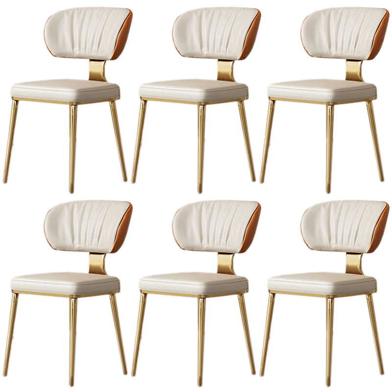 Glam Metal Dining Chairs Open Back Dining Side Furniture in Matte Finish Orange 6 Piece Set Clearhalo 'Dining Chairs' 'Dining Tables & Seating' 'dining_chair' 'furn' 'furn_dining_chair' 'Furniture' 'Kitchen & Dining Furniture' 5292342