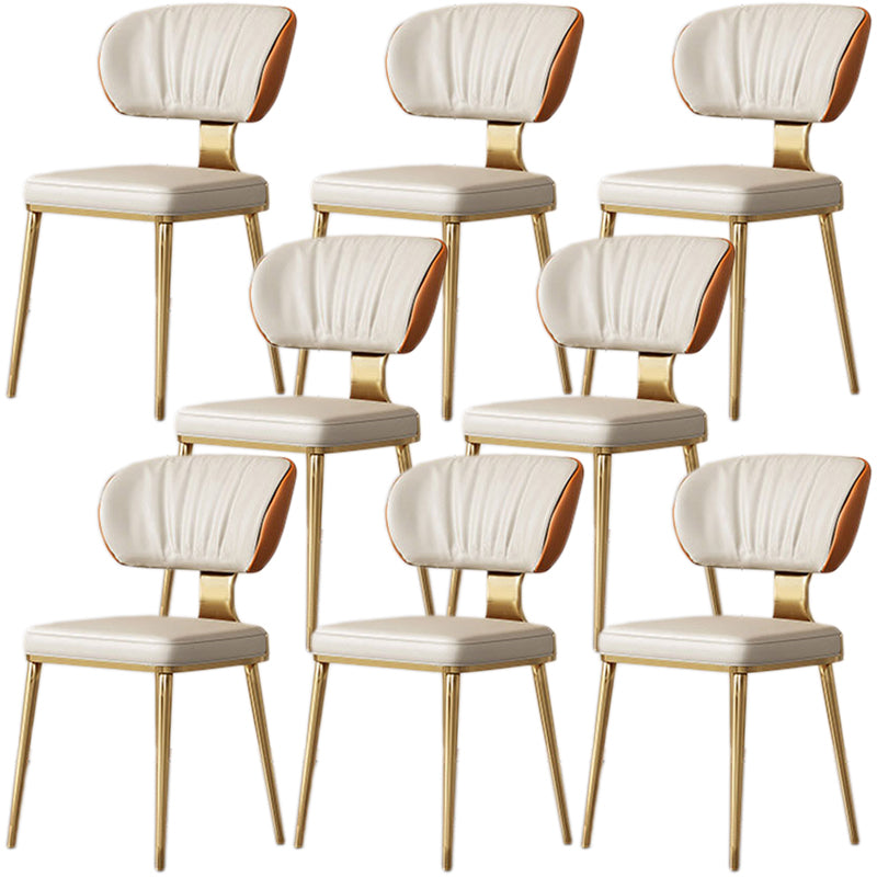 Glam Metal Dining Chairs Open Back Dining Side Furniture in Matte Finish Orange 8 Piece Set Clearhalo 'Dining Chairs' 'Dining Tables & Seating' 'dining_chair' 'furn' 'furn_dining_chair' 'Furniture' 'Kitchen & Dining Furniture' 5292344