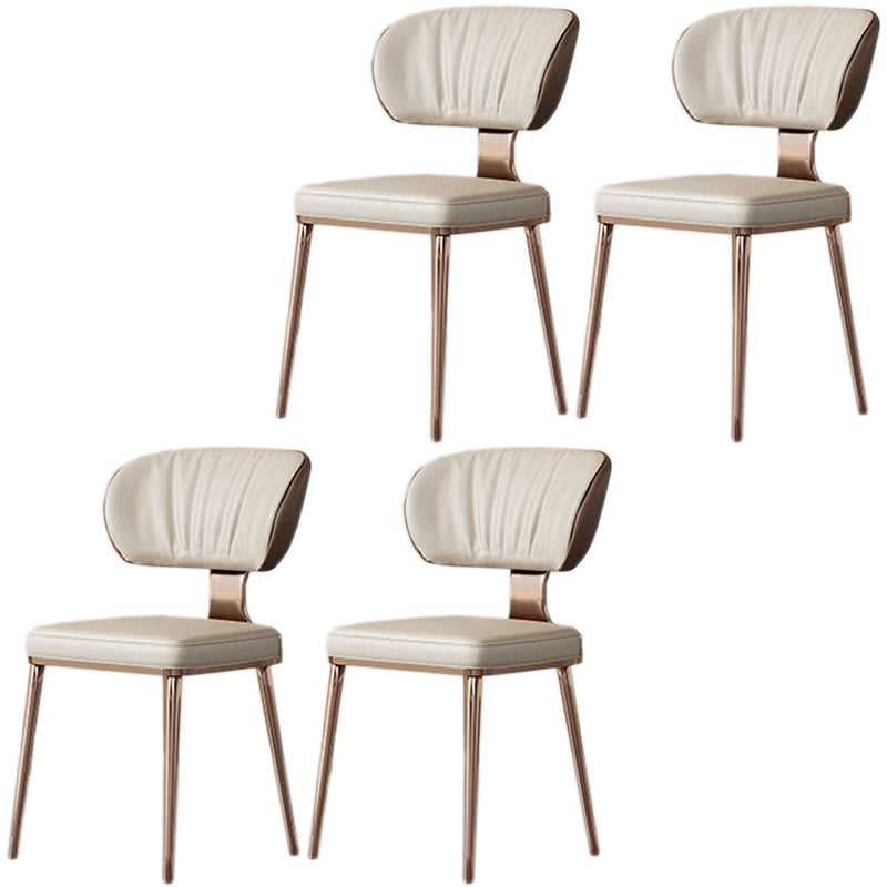 Glam Metal Dining Chairs Open Back Dining Side Furniture in Matte Finish Gold 4 Piece Set Clearhalo 'Dining Chairs' 'Dining Tables & Seating' 'dining_chair' 'furn' 'furn_dining_chair' 'Furniture' 'Kitchen & Dining Furniture' 5292348