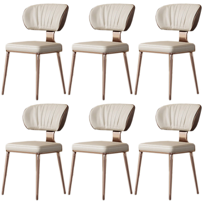 Glam Metal Dining Chairs Open Back Dining Side Furniture in Matte Finish Gold 6 Piece Set Clearhalo 'Dining Chairs' 'Dining Tables & Seating' 'dining_chair' 'furn' 'furn_dining_chair' 'Furniture' 'Kitchen & Dining Furniture' 5292350