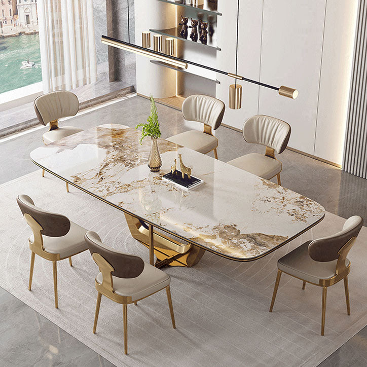 Glam Metal Dining Chairs Open Back Dining Side Furniture in Matte Finish Clearhalo 'Dining Chairs' 'Dining Tables & Seating' 'dining_chair' 'furn' 'furn_dining_chair' 'Furniture' 'Kitchen & Dining Furniture' 5292351