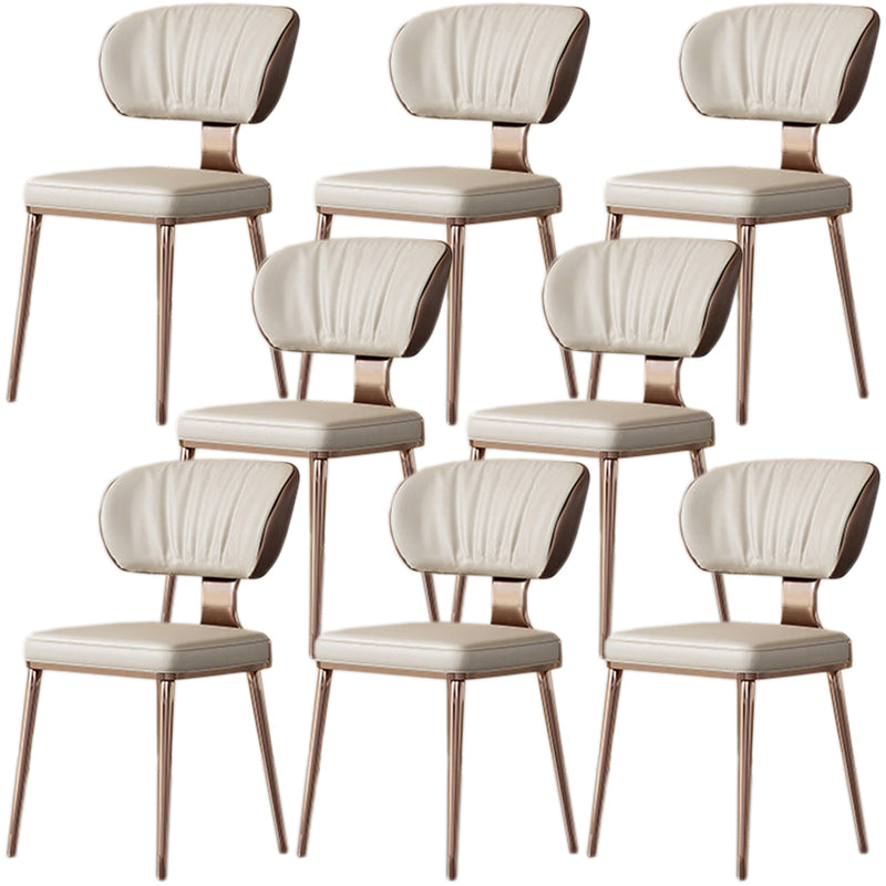 Glam Metal Dining Chairs Open Back Dining Side Furniture in Matte Finish Gold 8 Piece Set Clearhalo 'Dining Chairs' 'Dining Tables & Seating' 'dining_chair' 'furn' 'furn_dining_chair' 'Furniture' 'Kitchen & Dining Furniture' 5292352