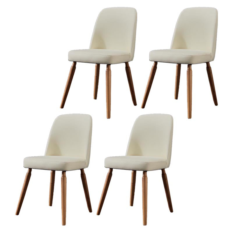 Contemporary Side Chair Solid Wood Base Dining Chair for Dining Room White 4 Piece Set Clearhalo 'Dining Chairs' 'Dining Tables & Seating' 'dining_chair' 'furn' 'furn_dining_chair' 'Furniture' 'Kitchen & Dining Furniture' 5292366