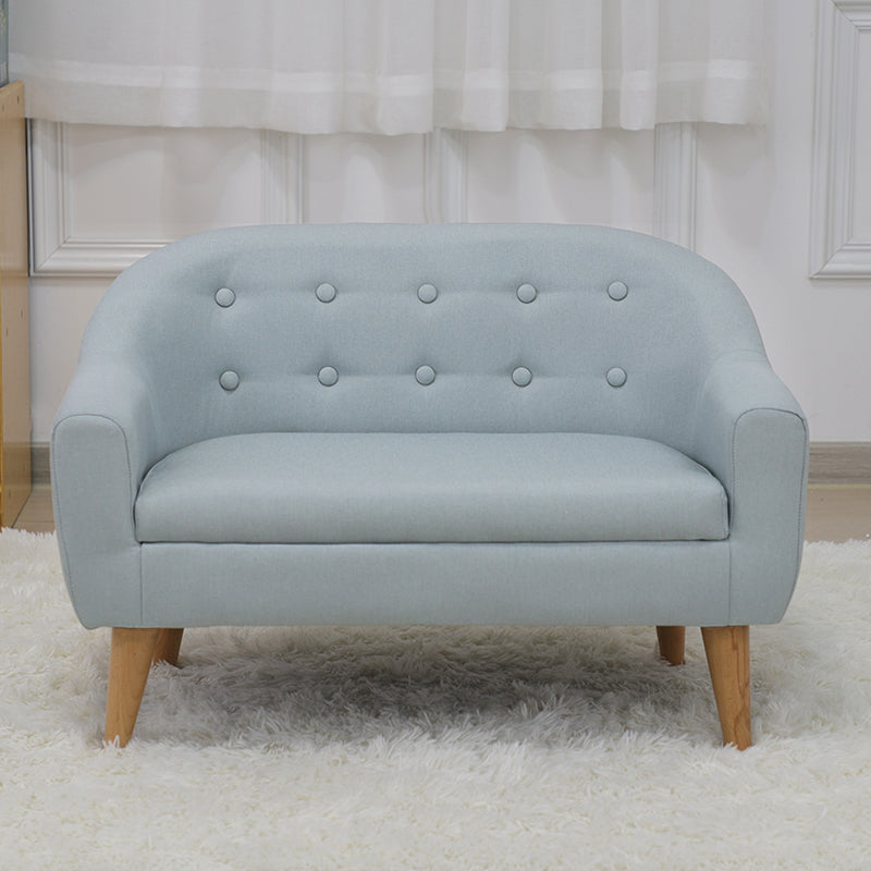 Contemporary Cotton Blend Tufted Split-Back Settee Couch for Children 29.5"L x 17"W x 20"H Light Blue Clearhalo 'furn' 'furn_sofas' 'Furniture' 'Living Room Furniture' 'Sofa' 'sofas' 5295191