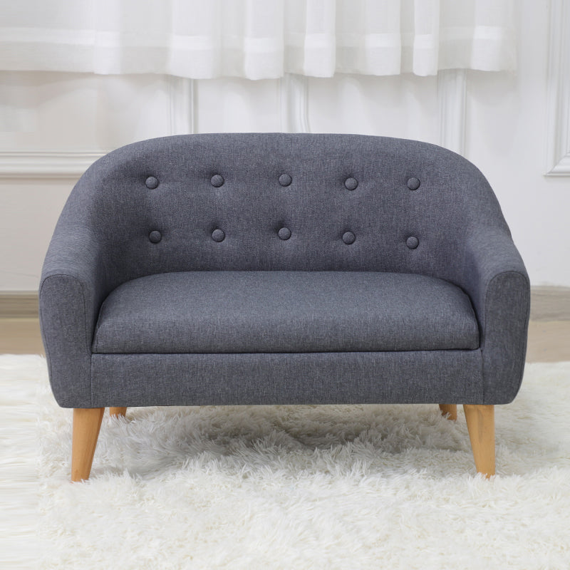 Contemporary Cotton Blend Tufted Split-Back Settee Couch for Children 29.5"L x 17"W x 20"H Dark Gray Clearhalo 'furn' 'furn_sofas' 'Furniture' 'Living Room Furniture' 'Sofa' 'sofas' 5295193