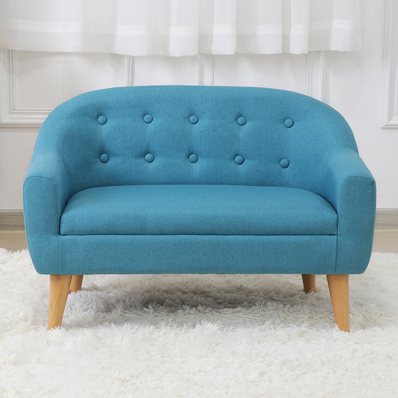 Contemporary Cotton Blend Tufted Split-Back Settee Couch for Children 29.5"L x 17"W x 20"H Blue Clearhalo 'furn' 'furn_sofas' 'Furniture' 'Living Room Furniture' 'Sofa' 'sofas' 5295194
