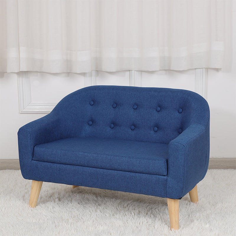 Contemporary Cotton Blend Tufted Split-Back Settee Couch for Children 29.5"L x 17"W x 20"H Lake Blue Clearhalo 'furn' 'furn_sofas' 'Furniture' 'Living Room Furniture' 'Sofa' 'sofas' 5295195