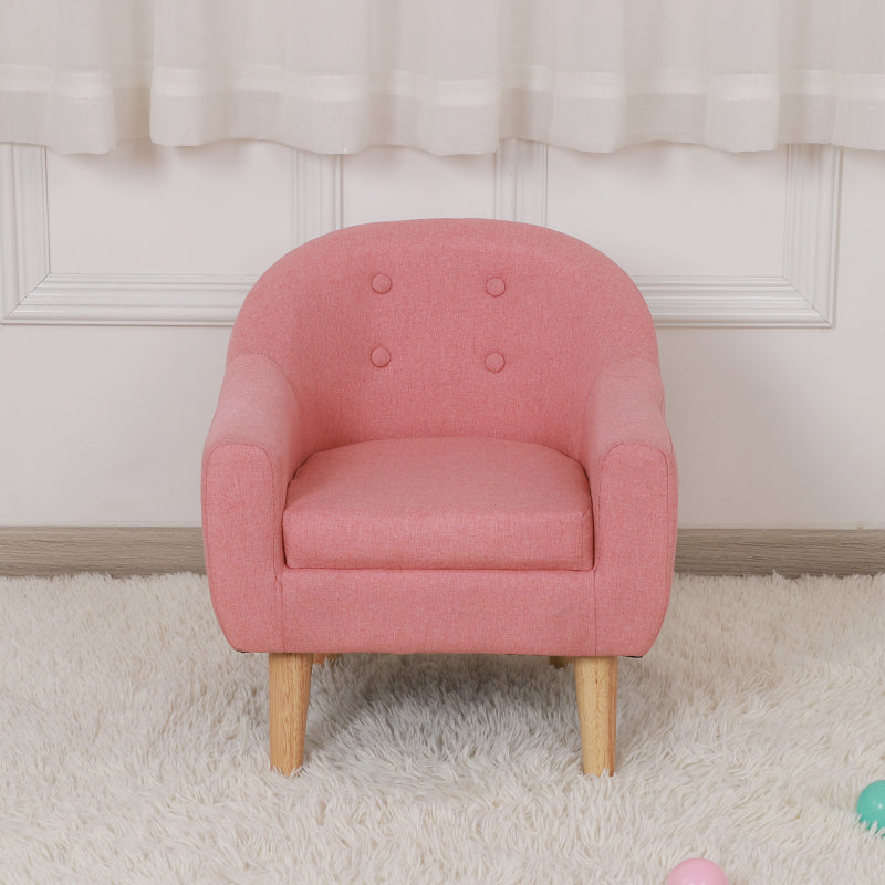 Contemporary Cotton Blend Tufted Split-Back Settee Couch for Children 18"L x 18"W x 20"H Pink Clearhalo 'furn' 'furn_sofas' 'Furniture' 'Living Room Furniture' 'Sofa' 'sofas' 5295206