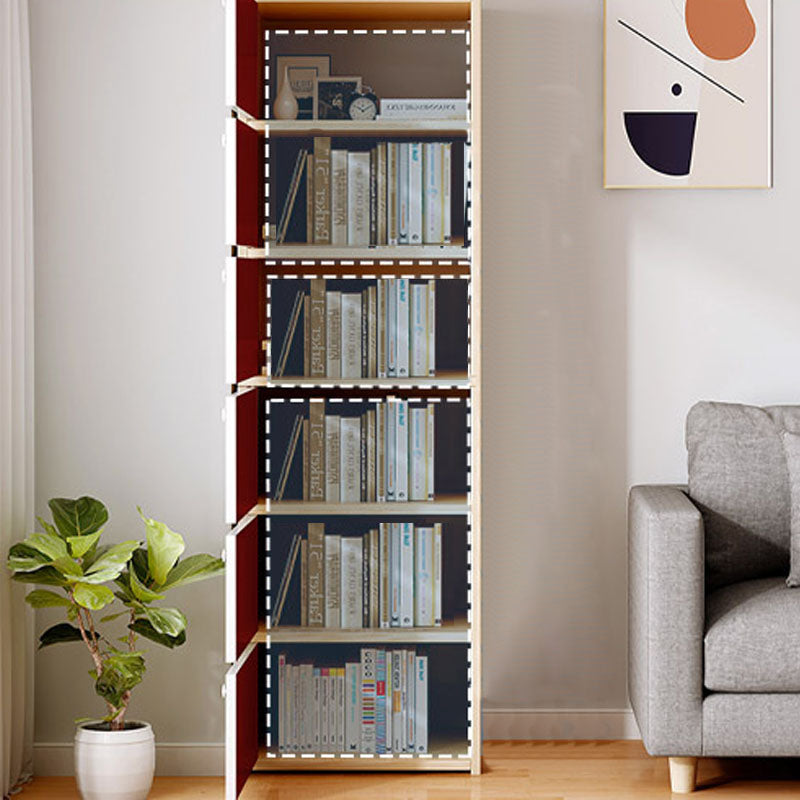 Modern Style Bookcase Wood Closed Back Bookshelf with Door for Home Office