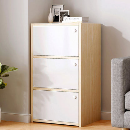 Modern Style Bookcase Wood Closed Back Bookshelf with Door for Home Office