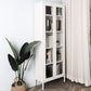 Modern Style Bookcase Metal Closed Back Bookshelf with Door for Home Office
