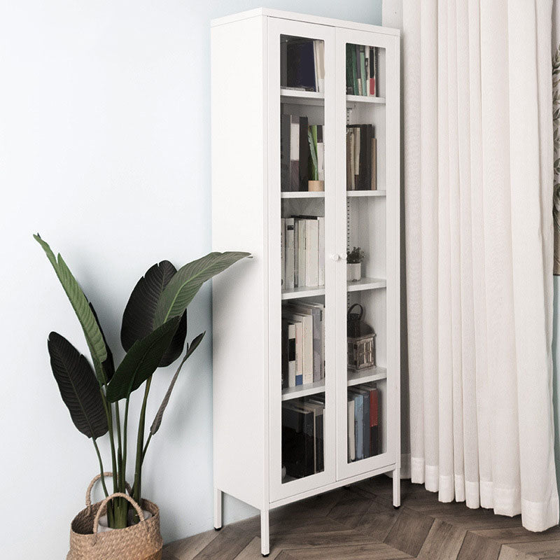 Modern Style Bookcase Metal Closed Back Bookshelf with Door for Home Office