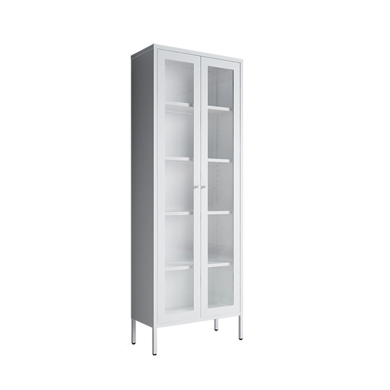 Modern Style Bookcase Metal Closed Back Bookshelf with Door for Home Office